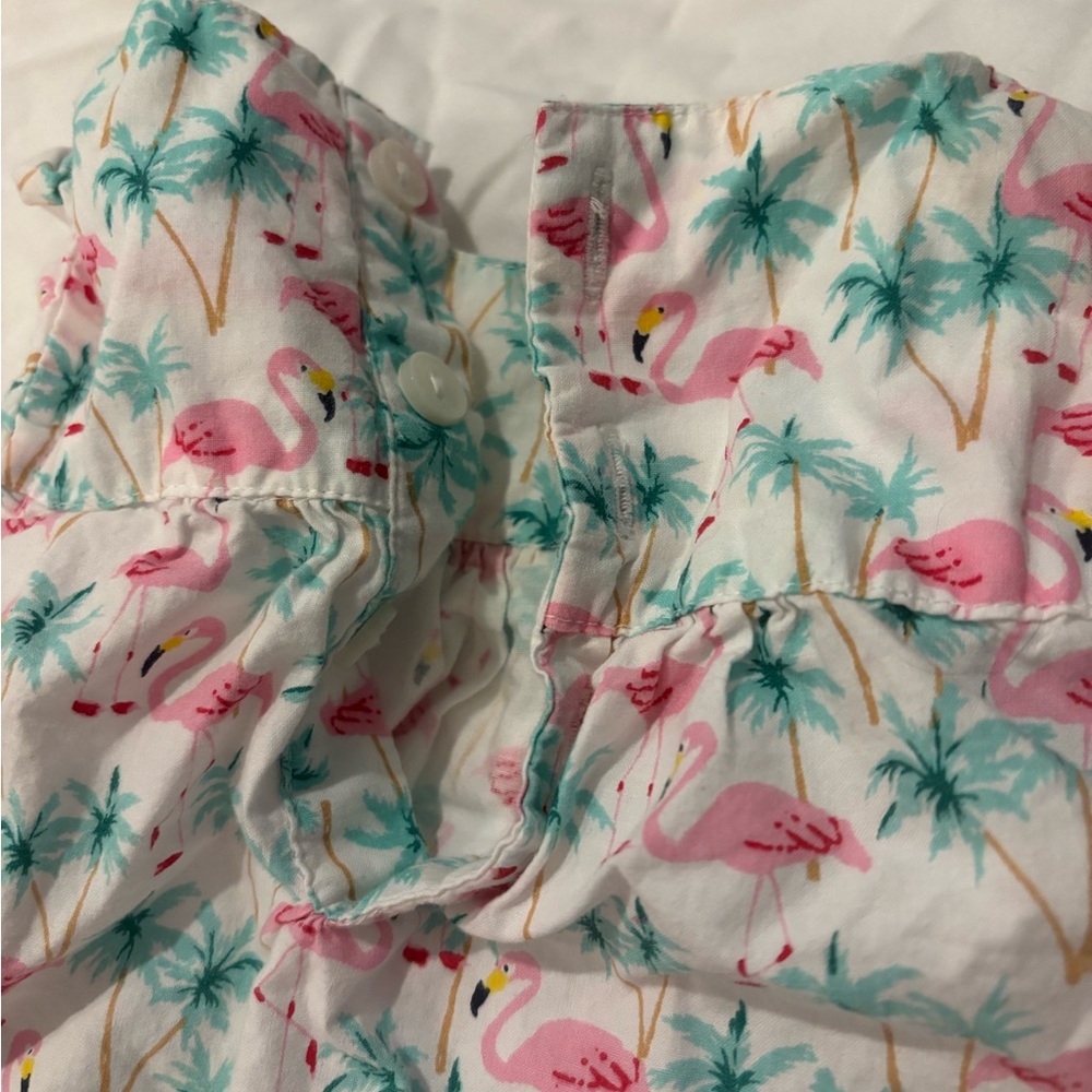 JoJo Maman Bebe Flamingo Print One Piece - Pink and Green